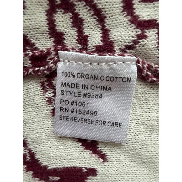 Amour Vert Women’s organic Cotton Burgundy sweater  boho  retro Size L relaxed - Picture 5 of 9